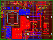 Close-up of printed circuit board schematic